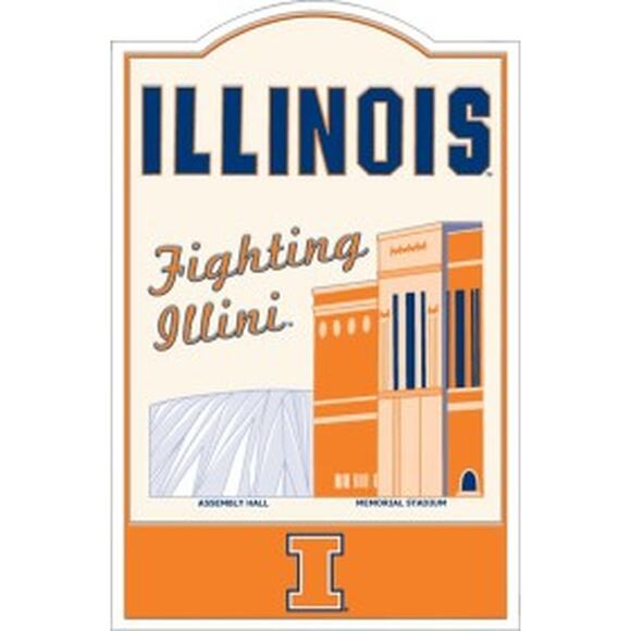 NCAA Illinois Retro Tin Sign Big Ten New Riddell Wall Bar Mancave Last One!! - Picture 1 of 3